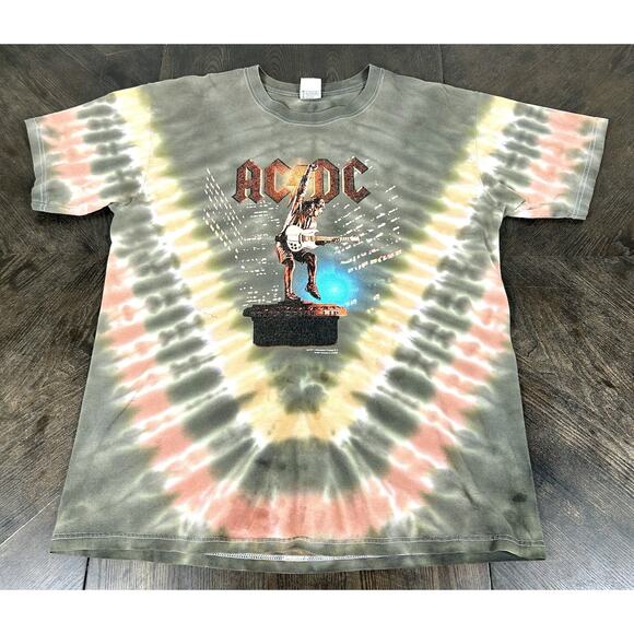2001 AC/DC Stiff Upper Lip Tour Concert Band T Shirt Double Sided Tie Dye Mens L - Picture 15 of 15